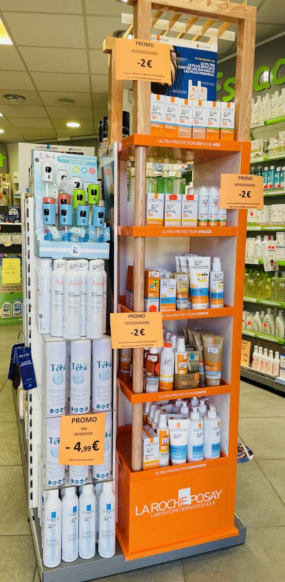 Crèmes SOLAIRES promotion AVENE et la roche posay en pharmacie à marseille